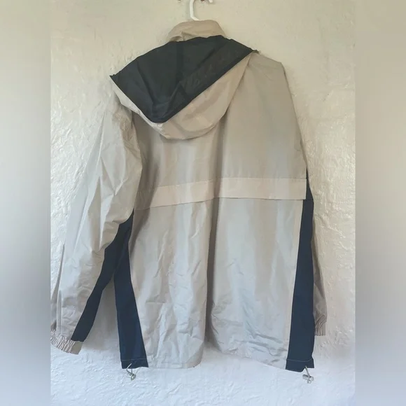 Bethany Beach Delaware men’s tan/navy full zip windbreaker with hood; XL - Picture 8 of 11